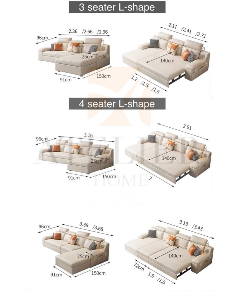 Home Atelier Amelia Sectional Sofa Bed