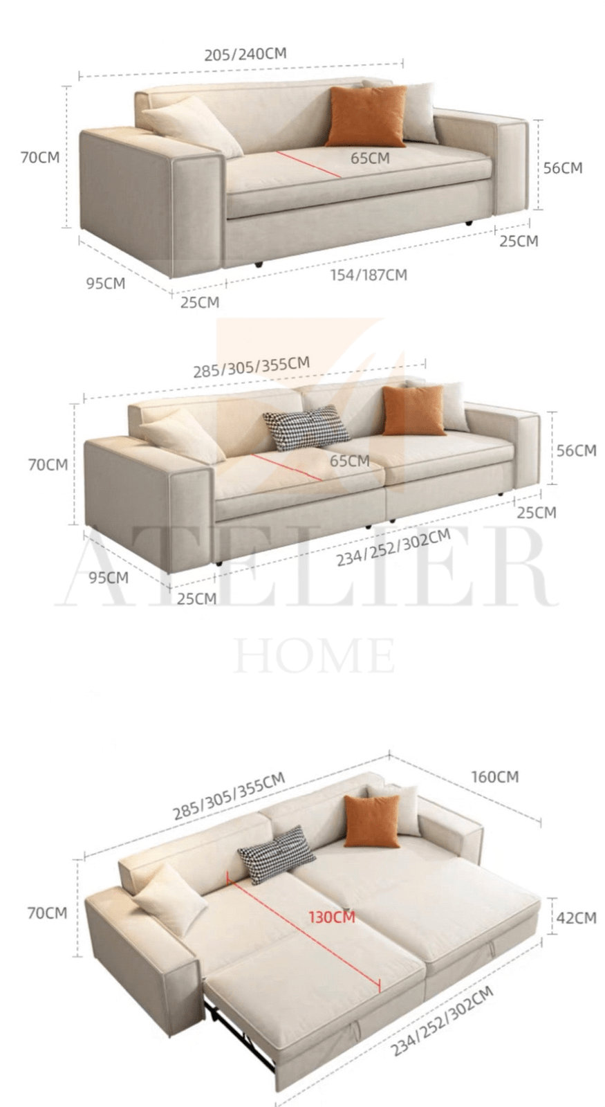 Home Atelier Amira Scratch Resistant Sofa Bed