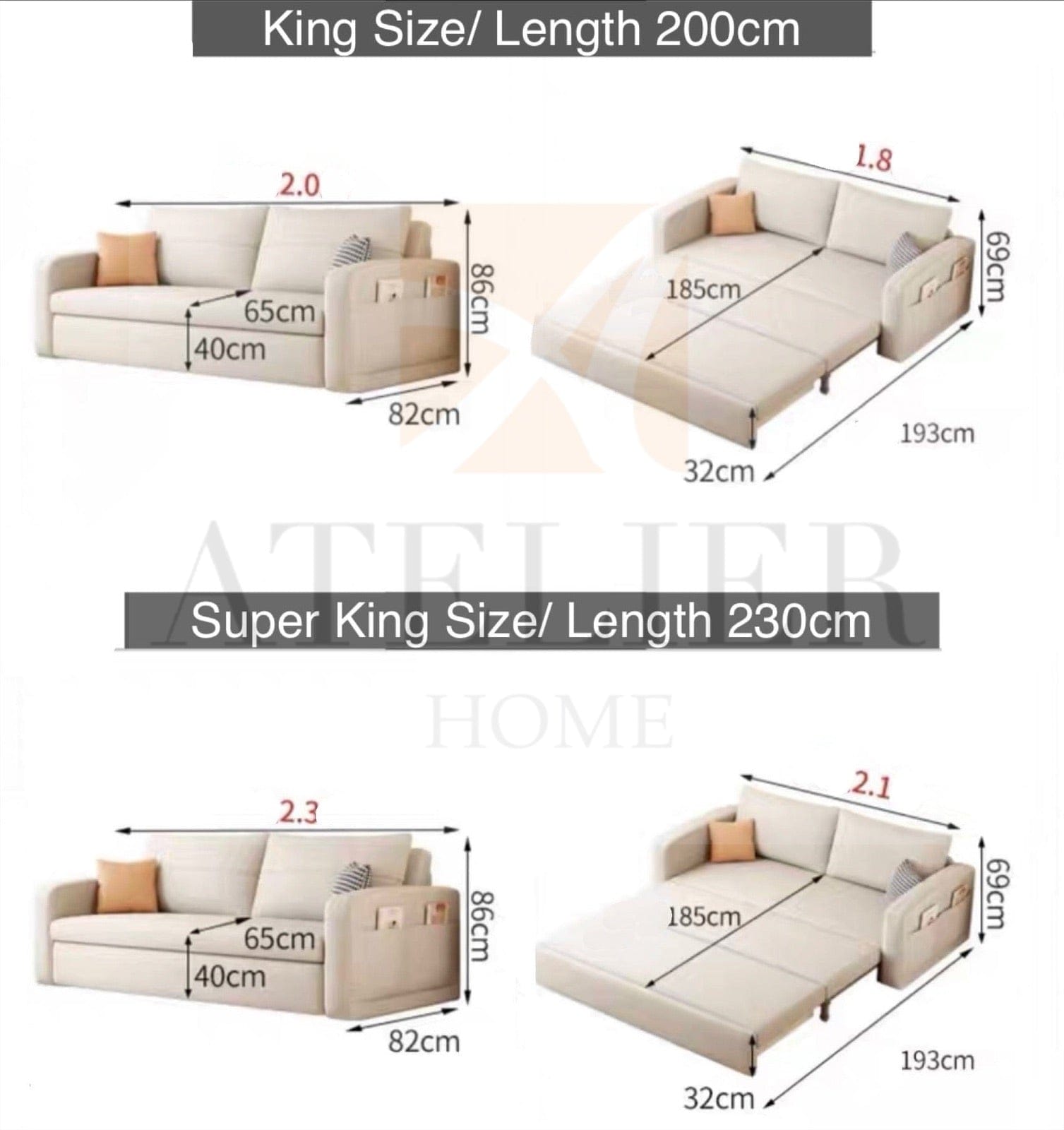 Home Atelier Angie Storage Sofa Bed