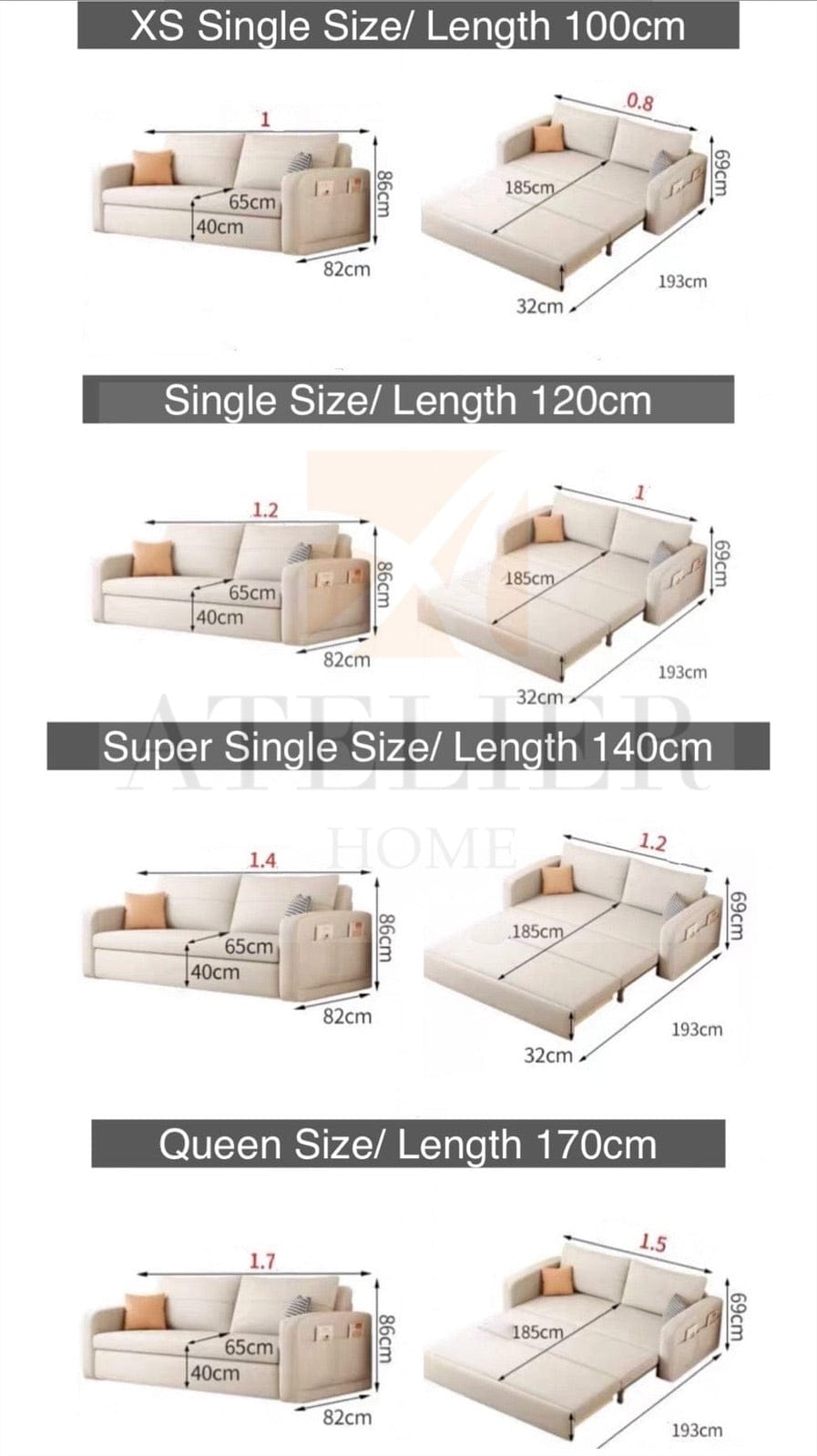 Home Atelier Angie Storage Sofa Bed