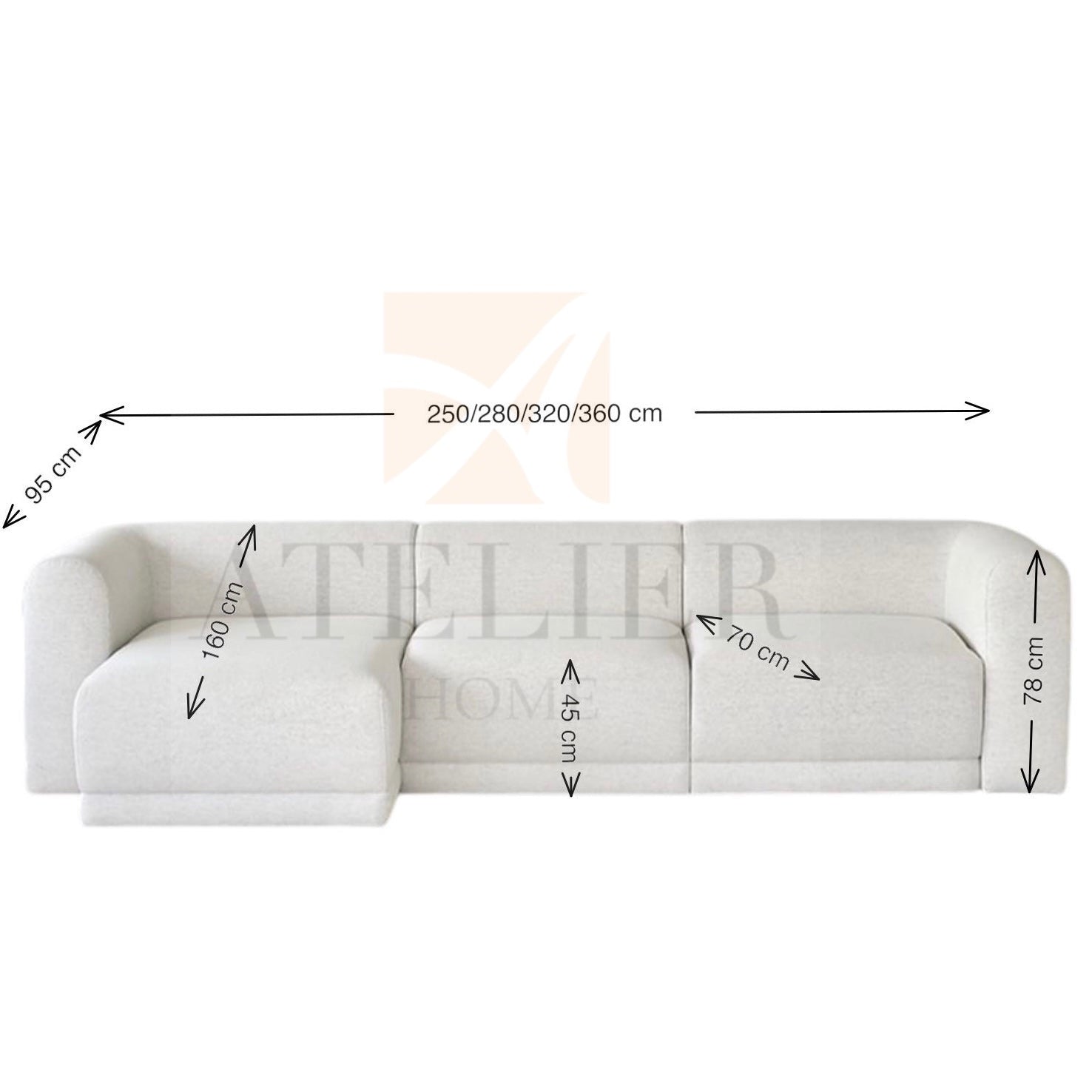 Home Atelier Aniston Scratch Resistant Sectional Sofa