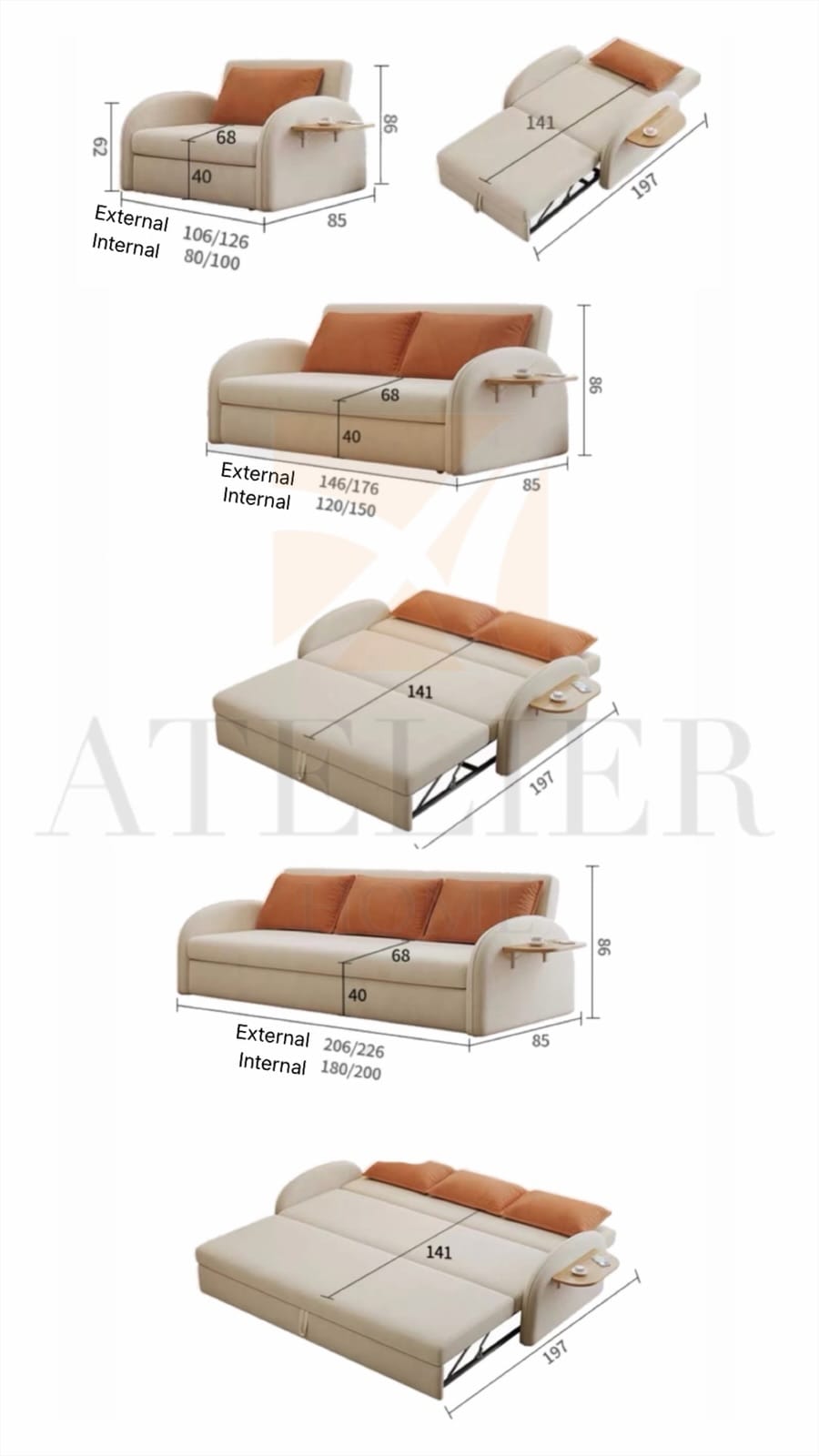 Home Atelier Aqura Sofa Bed (Copy 2)