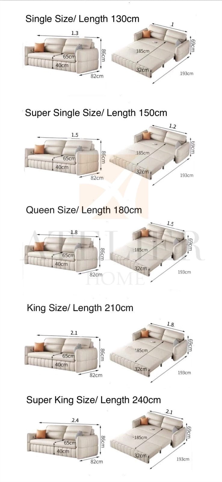 Home Atelier Ariyo Cat Proof Scratch Resistant Storage Sofa Bed