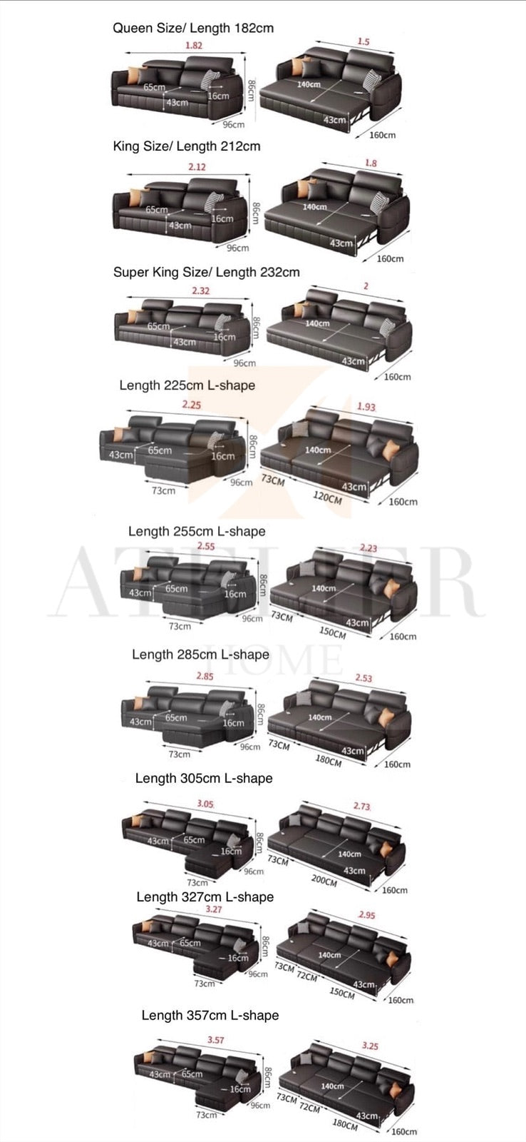 Home Atelier Ariyo Scratch Resistant Storage Sofa Bed