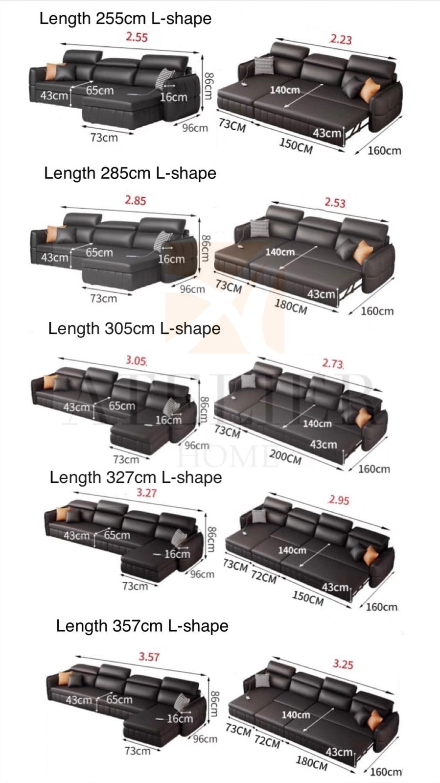 Home Atelier Ariyo Scratch Resistant Storage Sofa Bed