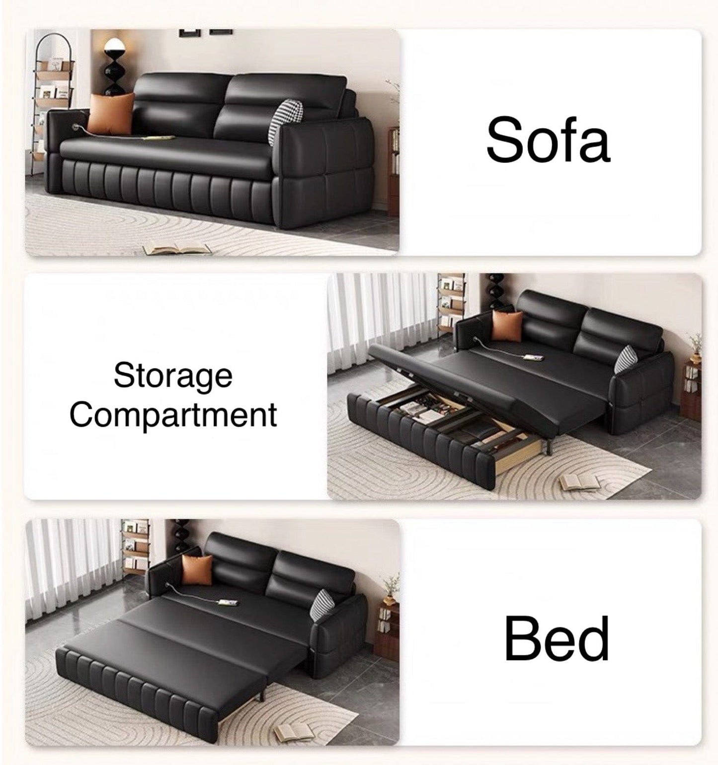 Home Atelier Ariyo Scratch Resistant Storage Sofa Bed