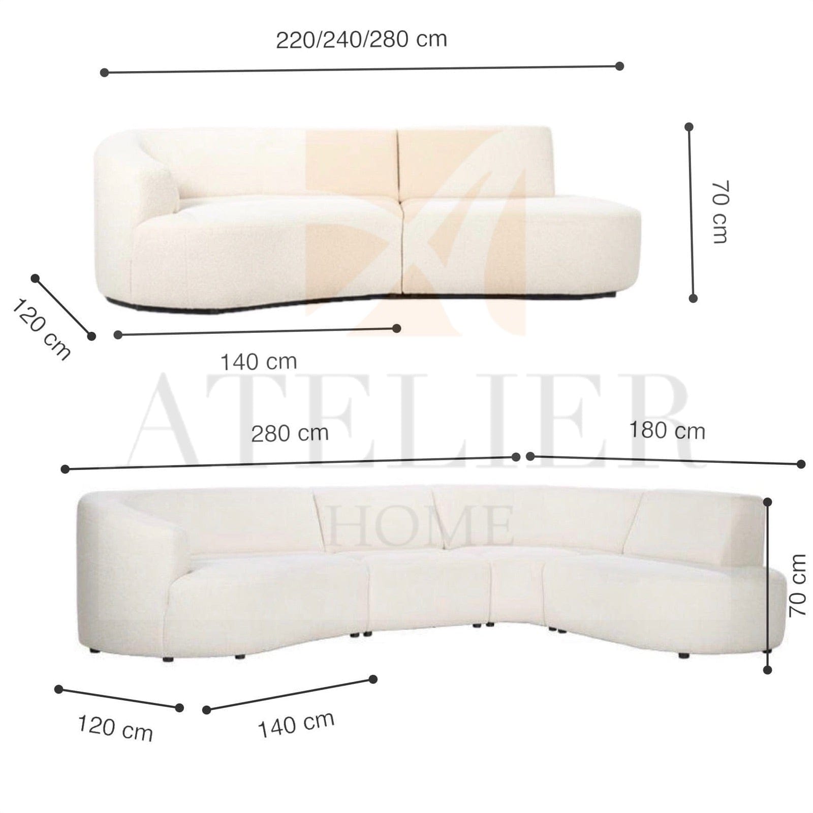 Home Atelier Ark Sectional Boucle Sofa