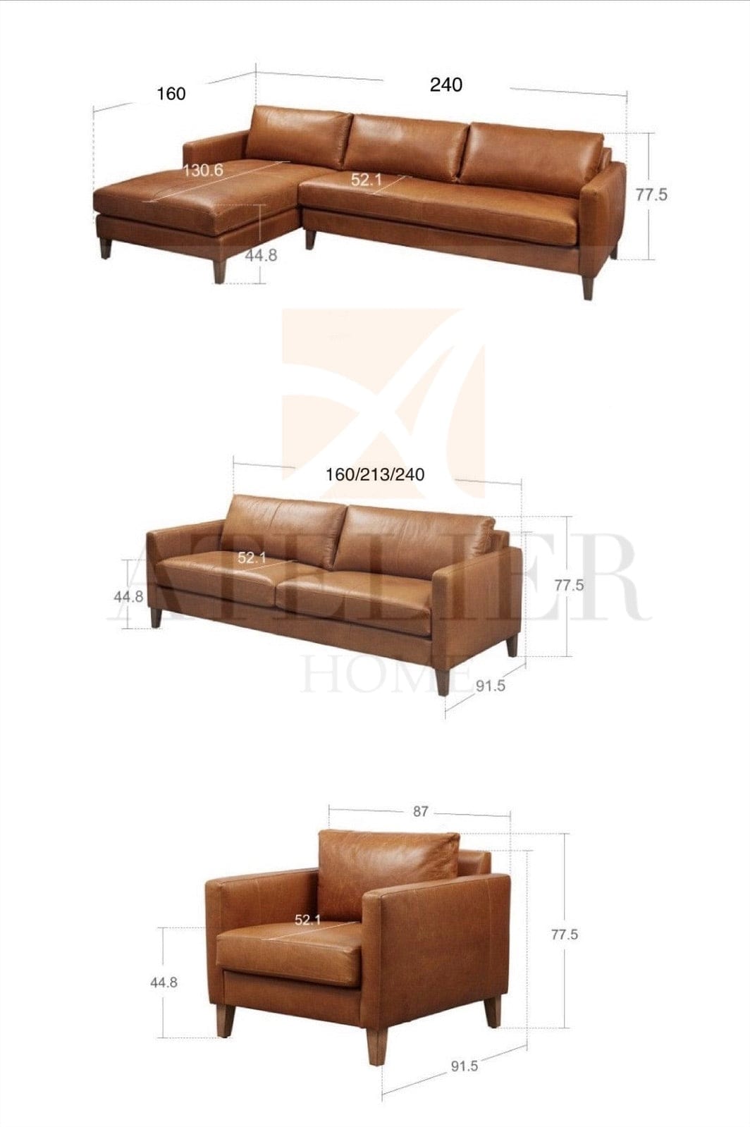 Home Atelier Arthur Leather Sectional Sofa