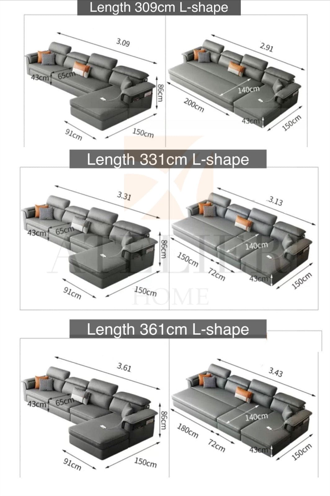 Home Atelier Ascott Scratch Resistant Sofa Bed