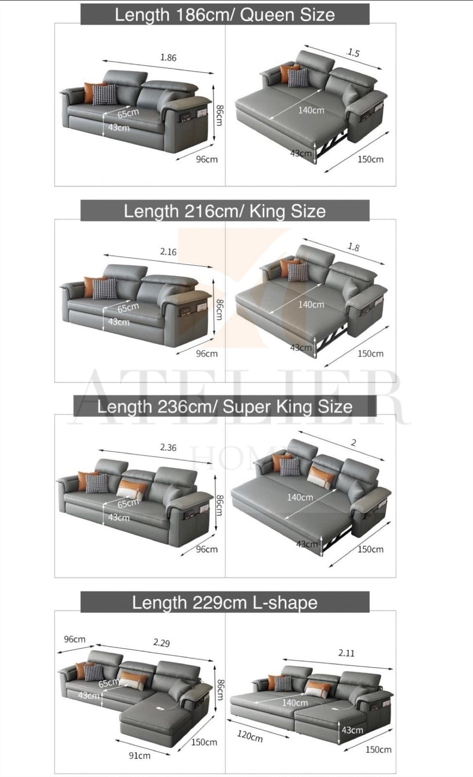 Home Atelier Ascott Scratch Resistant Sofa Bed