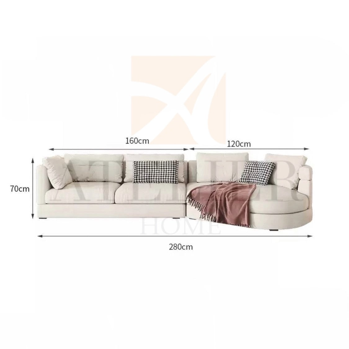 Home Atelier Bax Designer Sectional Round Chaise Sofa