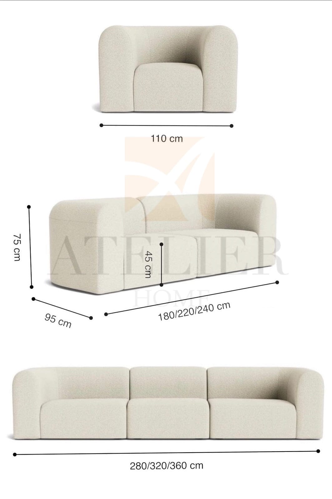 Home Atelier Bayden Performance Boucle Sectional Sofa