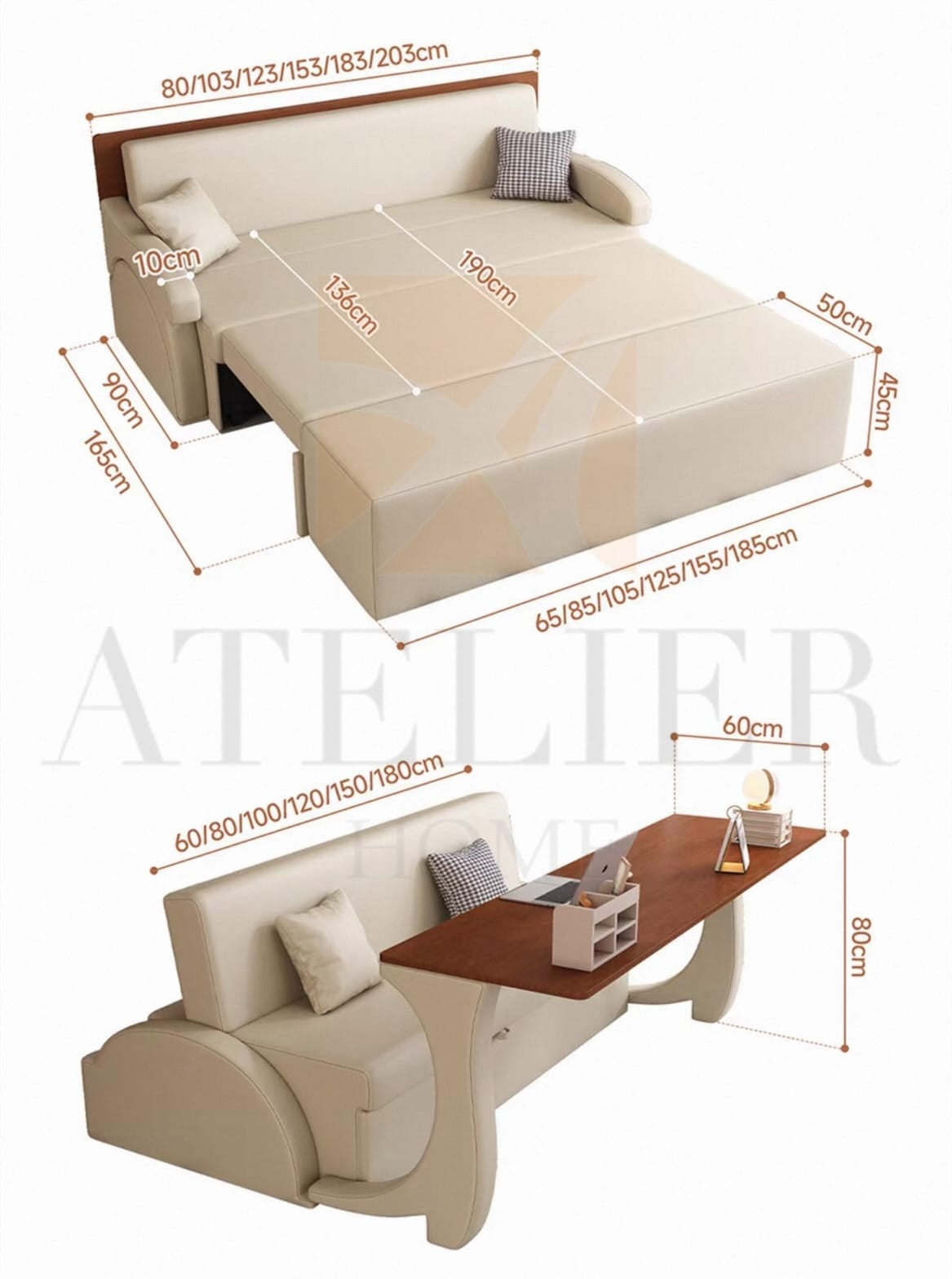 Home Atelier Belluti Foldable Sofa Bed with Study Table (Copy 2)