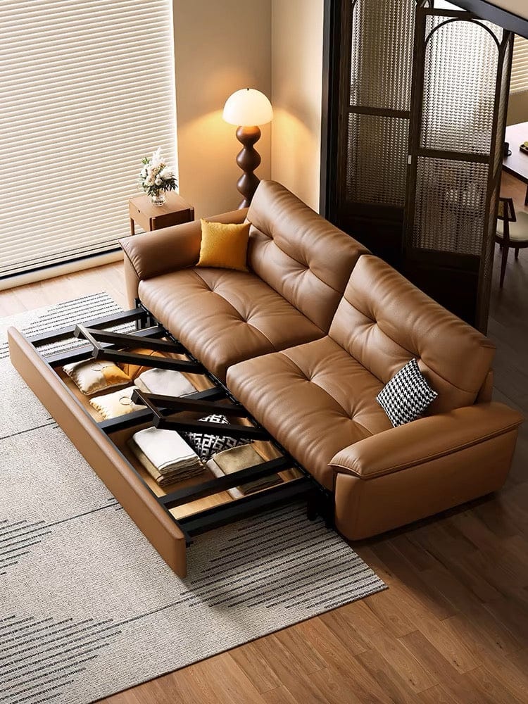 Home Atelier Bill  Genuine Leather Storage Sofa Bed