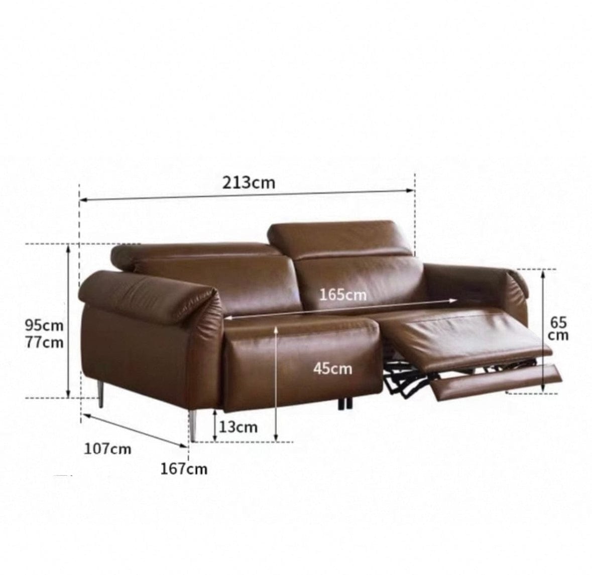 Home Atelier Billy Sectional Electric Recliner Leather Sofa