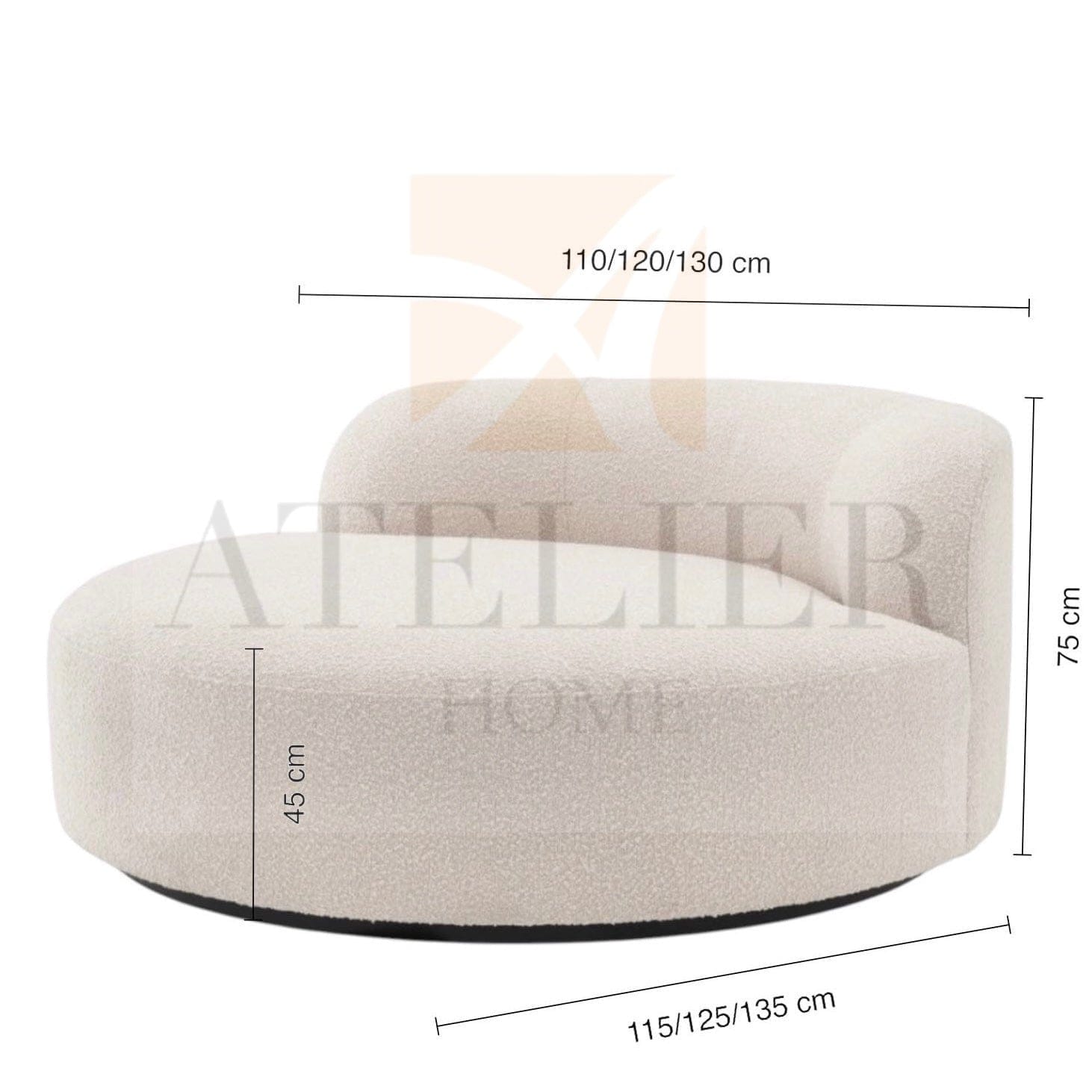 Home Atelier Bjorn Boucle Round Chaise Armchair