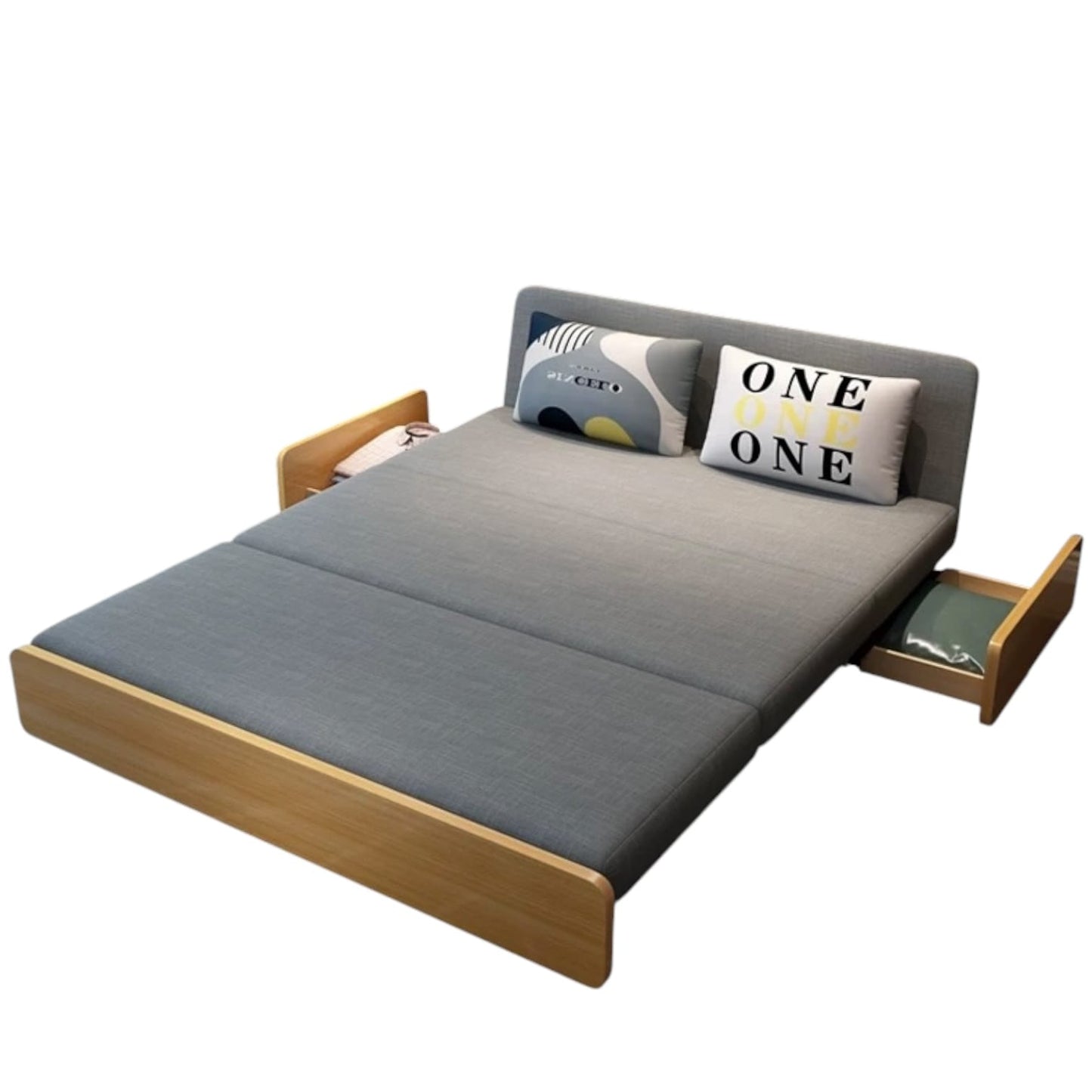 Home Atelier Blanc Wooden Pull-out Storage Sofa Bed