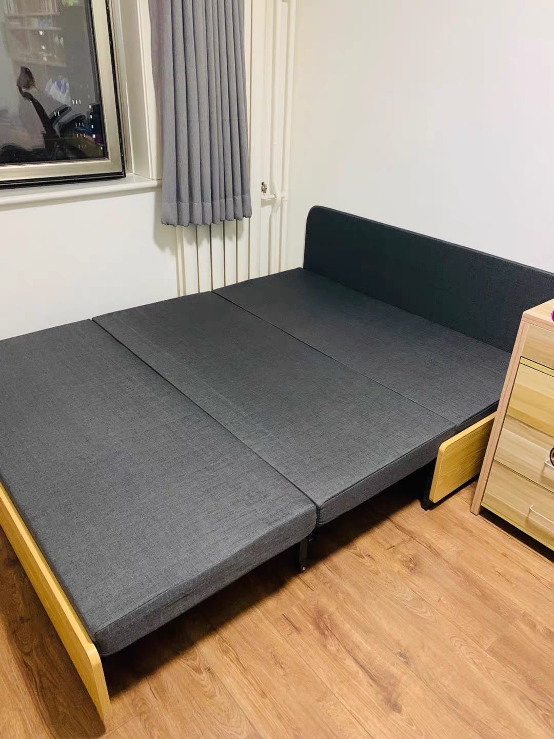 Home Atelier Blanc Wooden Pull-out Storage Sofa Bed