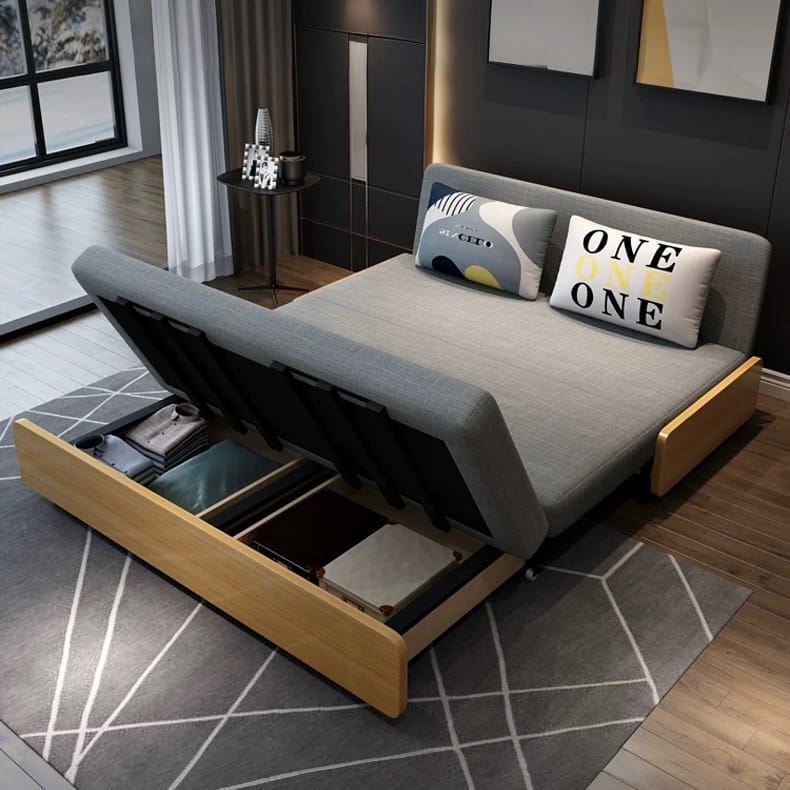 Home Atelier Blanc Wooden Pull-out Storage Sofa Bed