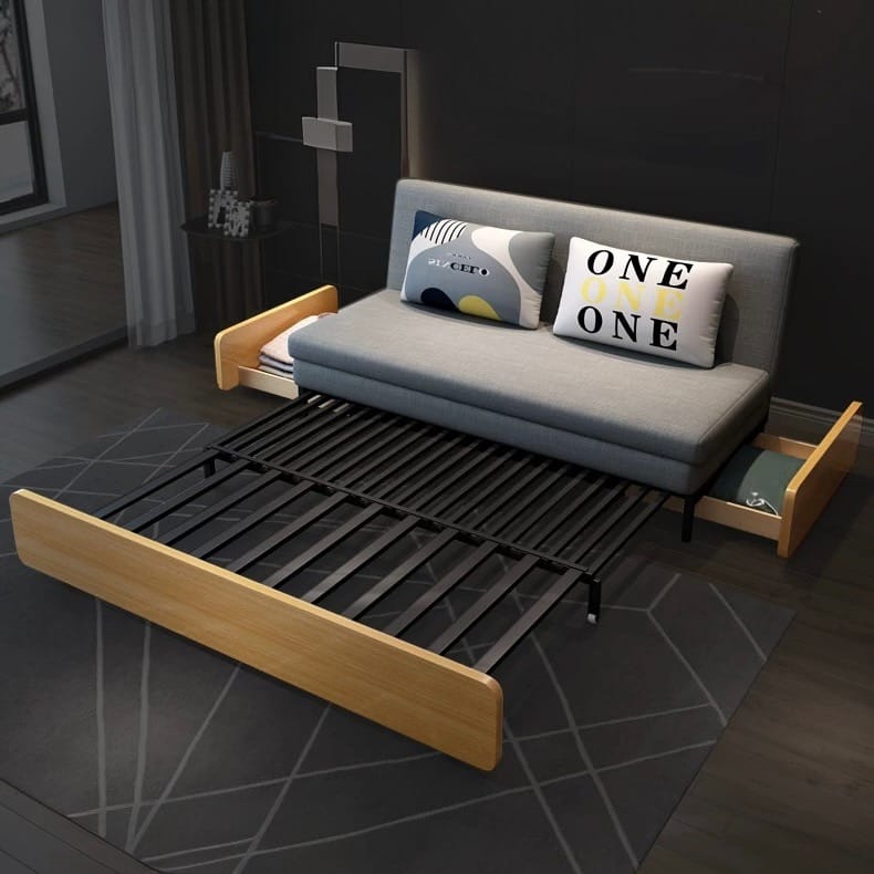 Home Atelier Blanc Wooden Pull-out Storage Sofa Bed