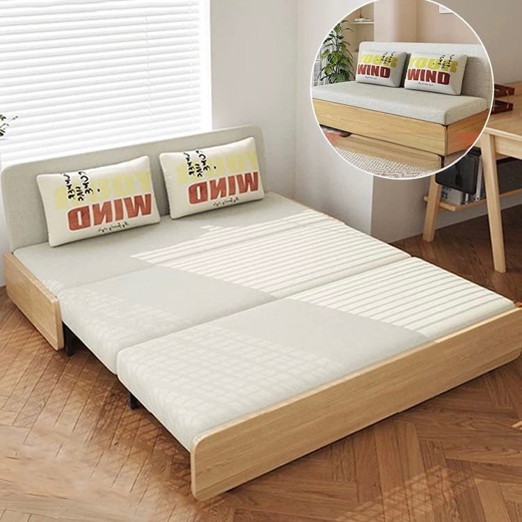 Home Atelier Blanc Wooden Pull-out Storage Sofa Bed