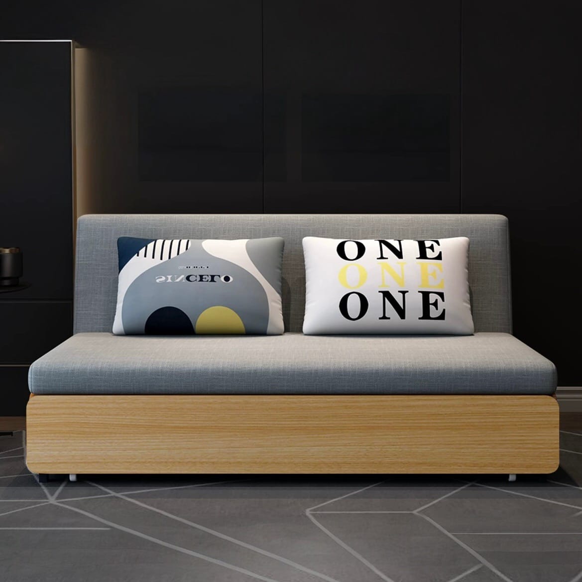 Home Atelier Blanc Wooden Pull-out Storage Sofa Bed