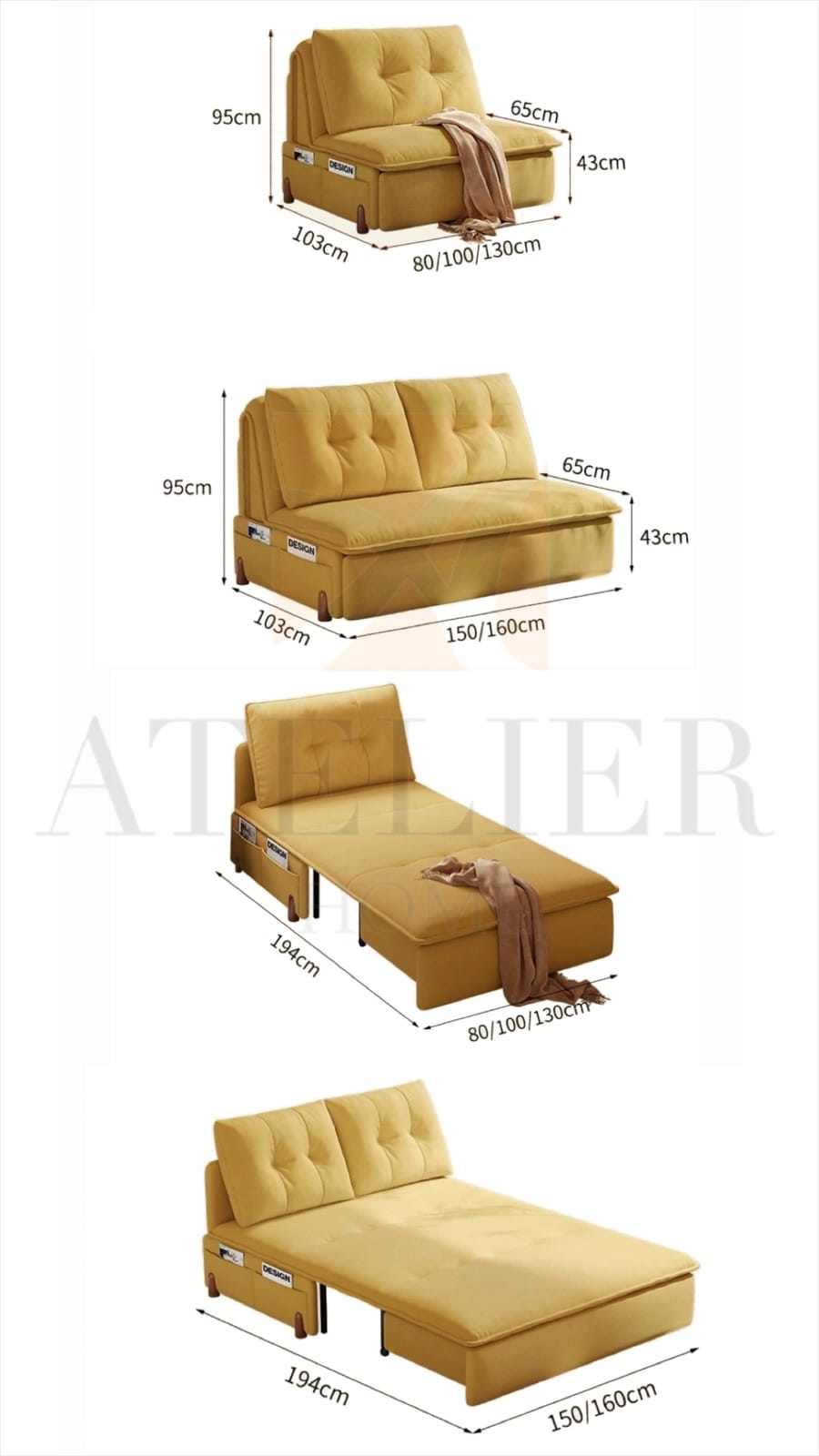 Home Atelier Bliss Electric Extendable Sofa Bed (Copy)