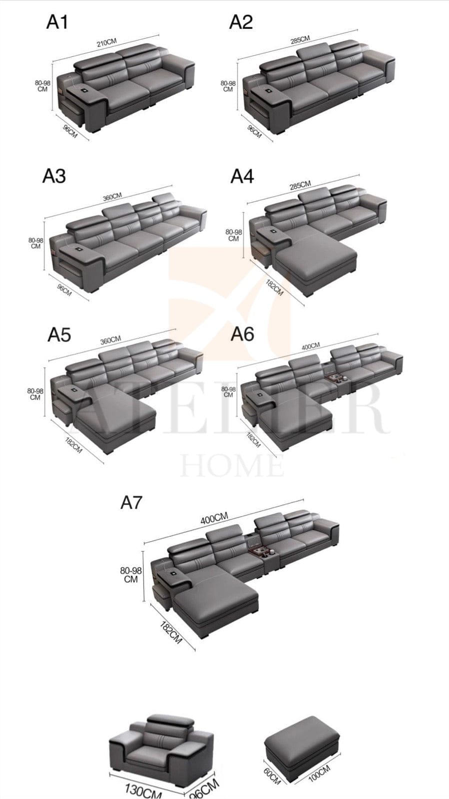 Home Atelier Bradford Sectional Leather Sofa