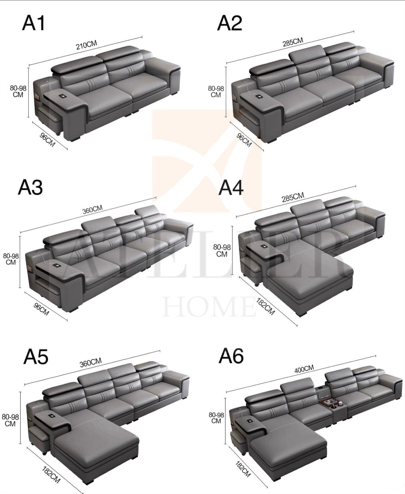 Home Atelier Bradford Sectional Leather Sofa