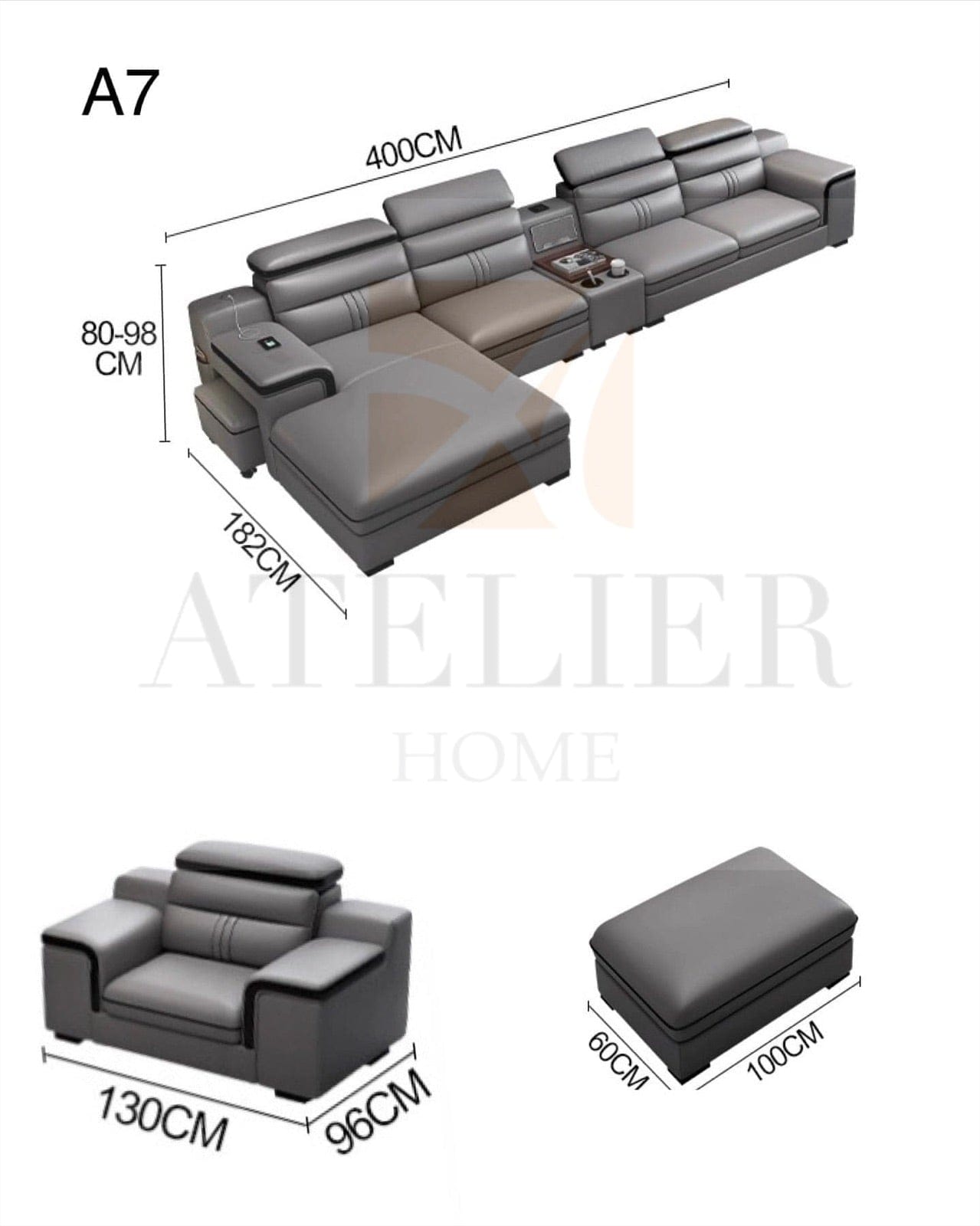Home Atelier Bradford Sectional Leather Sofa