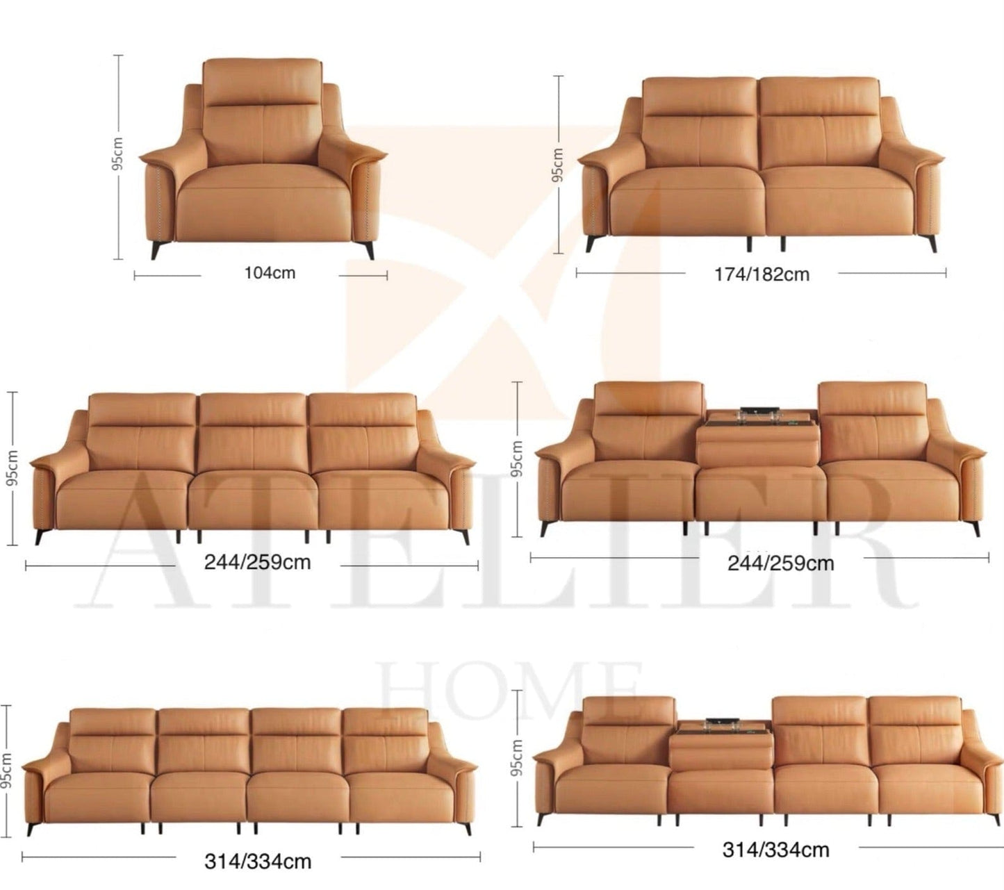 Home Atelier Bridgett Leather Recliner Sofa