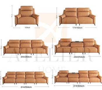 Home Atelier Bridgett Leather Recliner Sofa