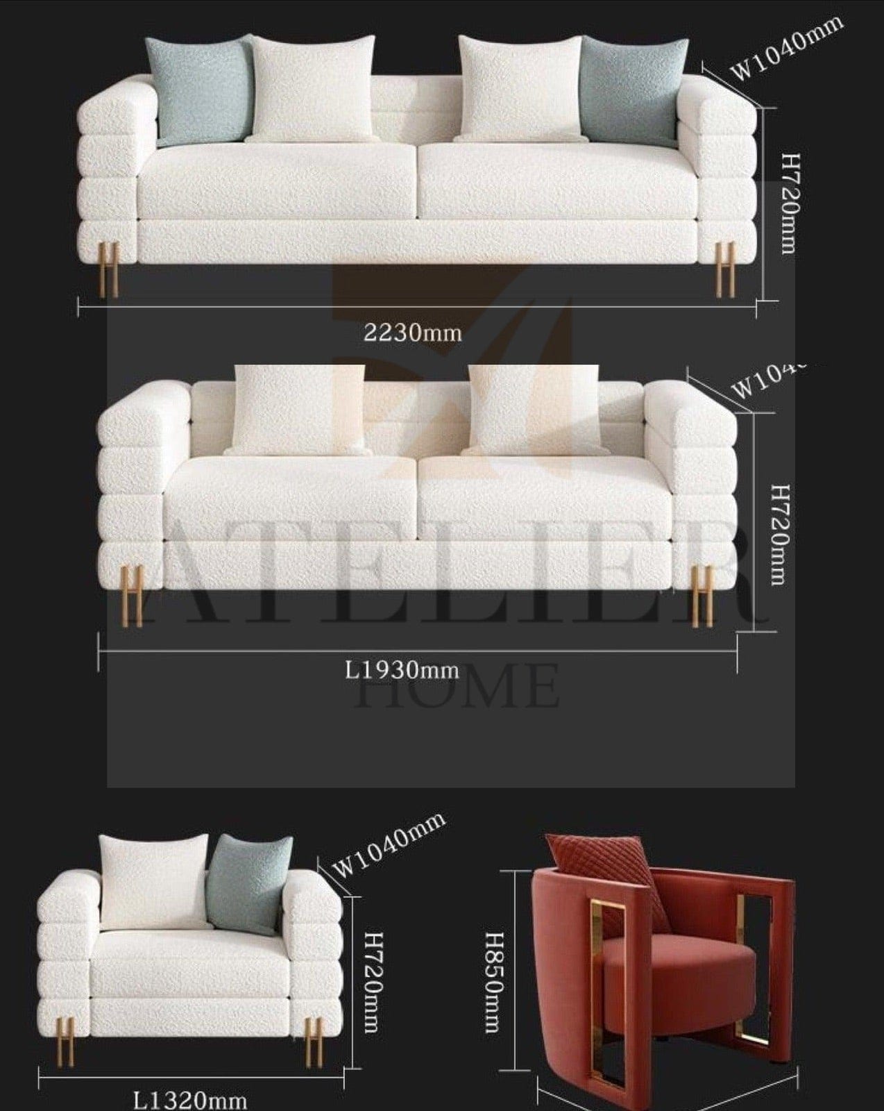 Home Atelier Bryan Performance Boucle Sofa