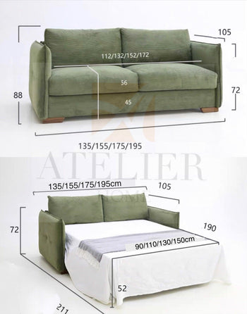 Home Atelier Caleb Foldable Sofa Bed with Mattress