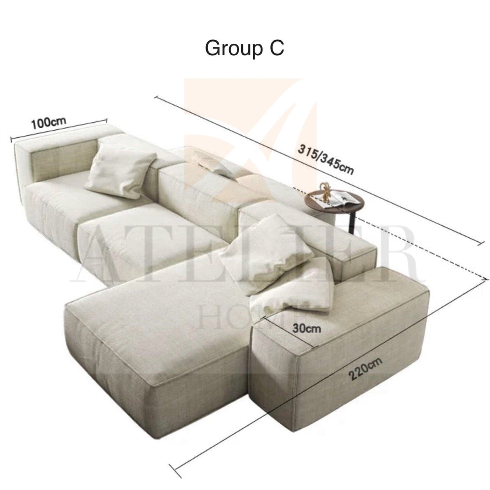 Home Atelier Caprice Sectional Island L-shape Sofa