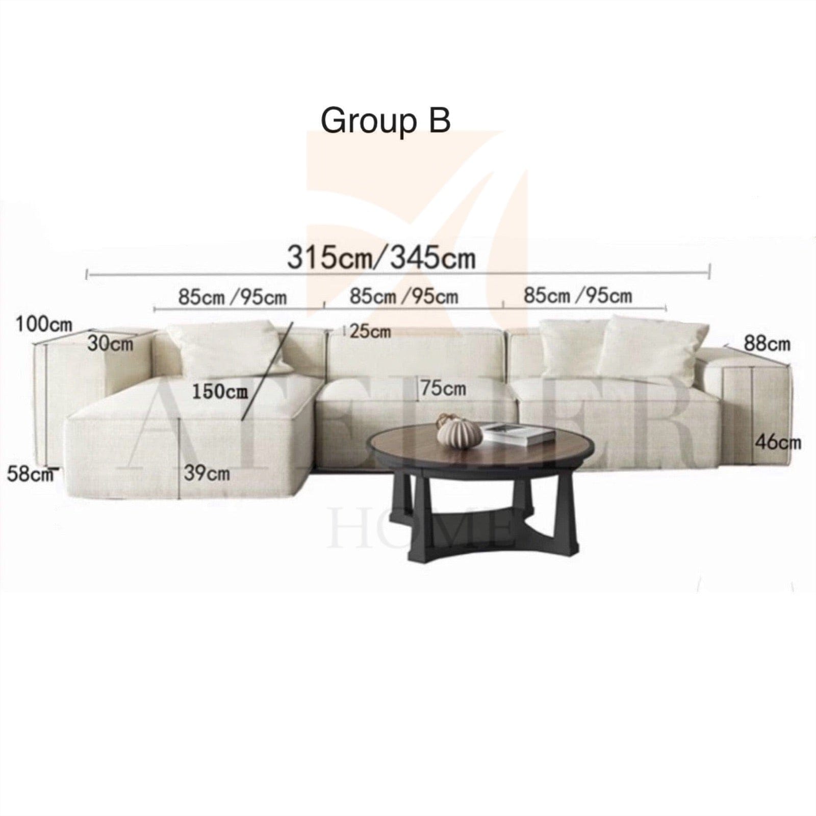 Home Atelier Caprice Sectional Island L-shape Sofa