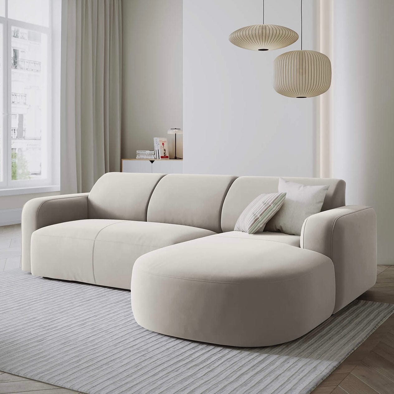 Home Atelier Carrie Scratch Resistant Sectional Curve Chaise Sofa