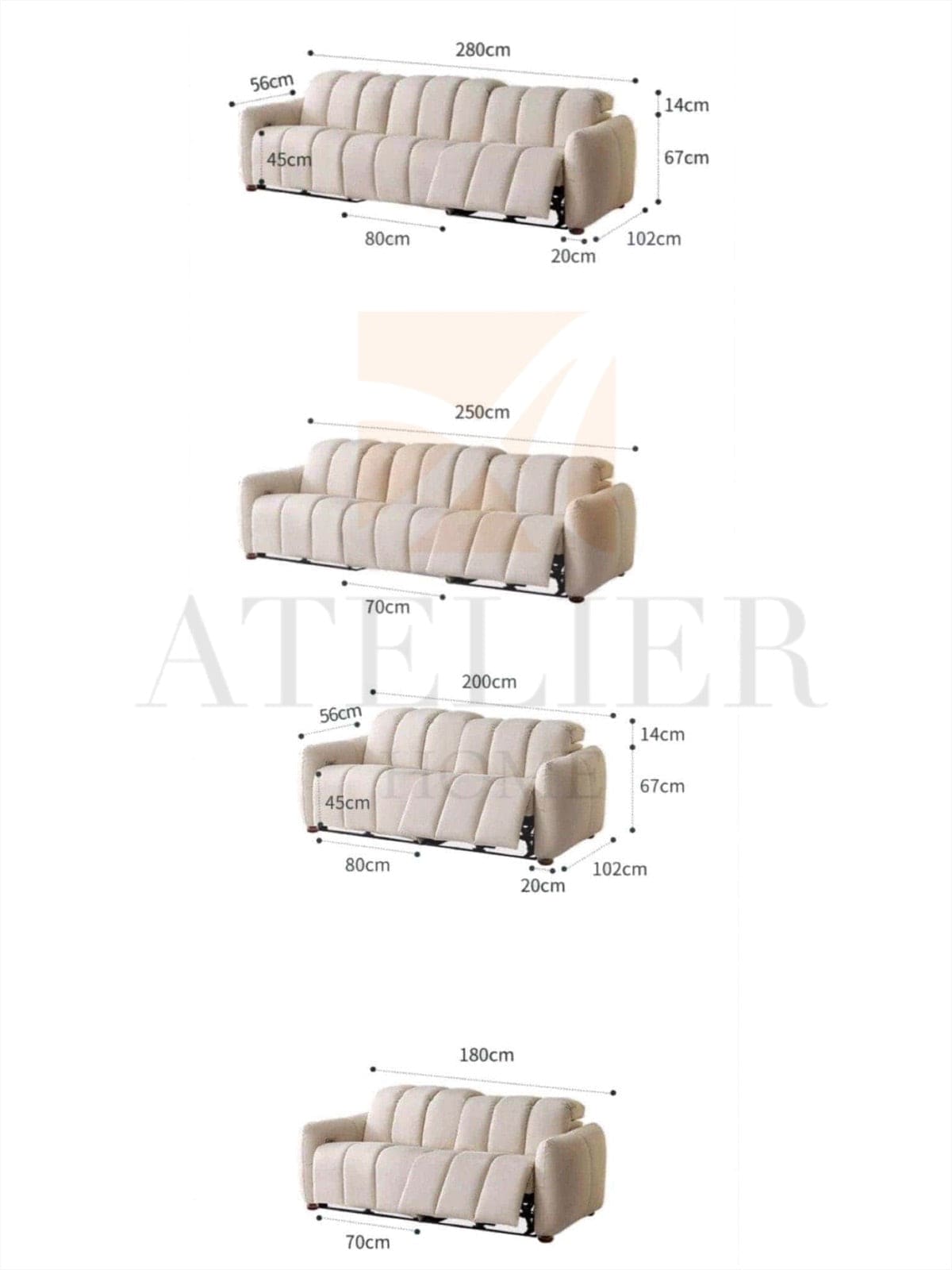 Home Atelier Casar Scratch Resistant Electric Recliner Sofa