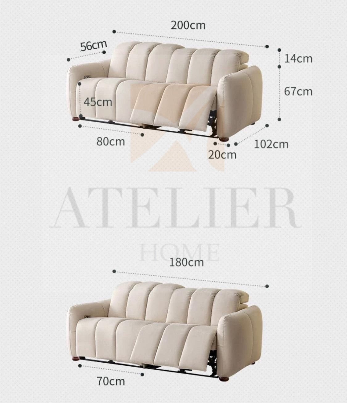 Home Atelier Casar Scratch Resistant Electric Recliner Sofa