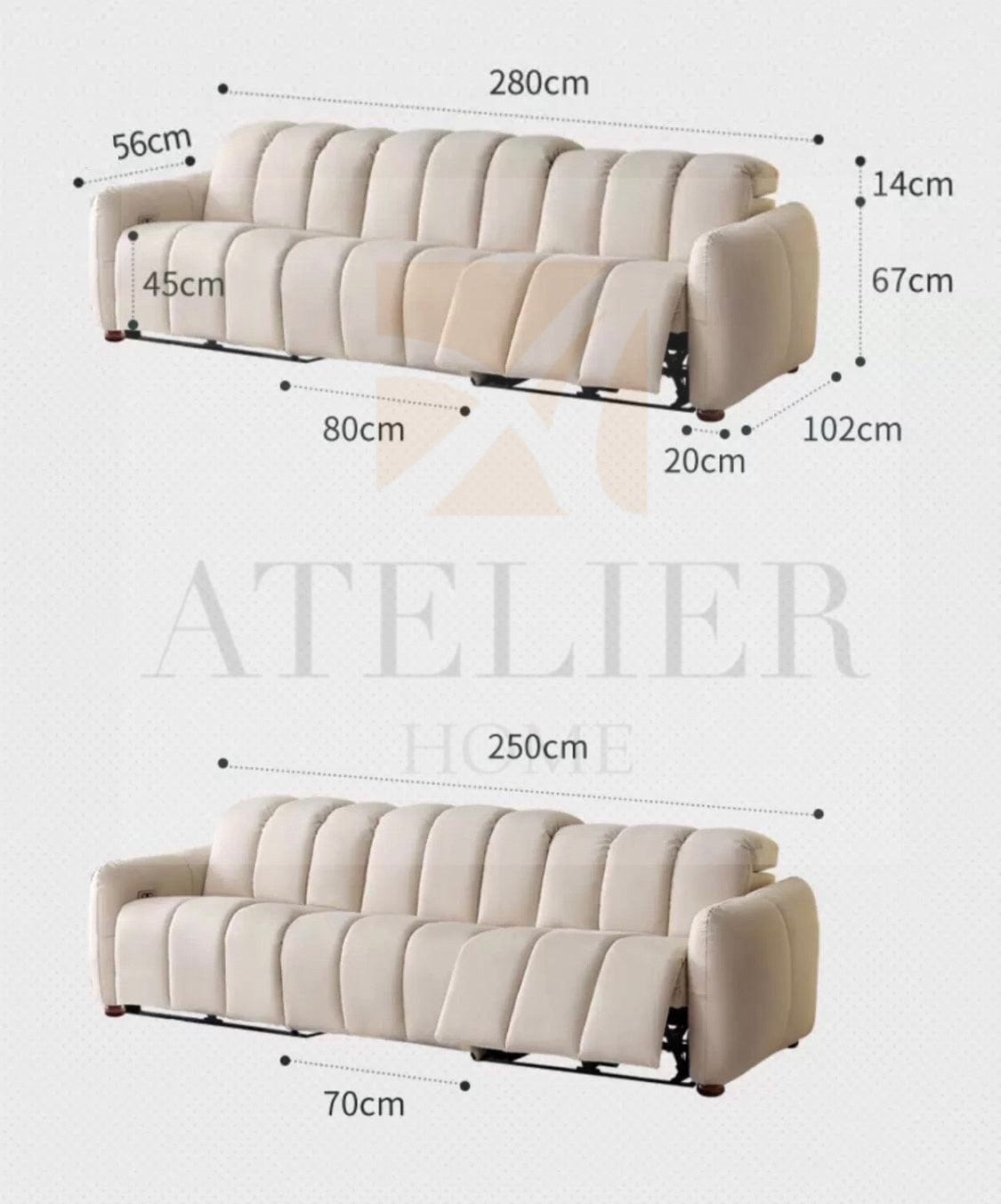Home Atelier Casar Scratch Resistant Electric Recliner Sofa