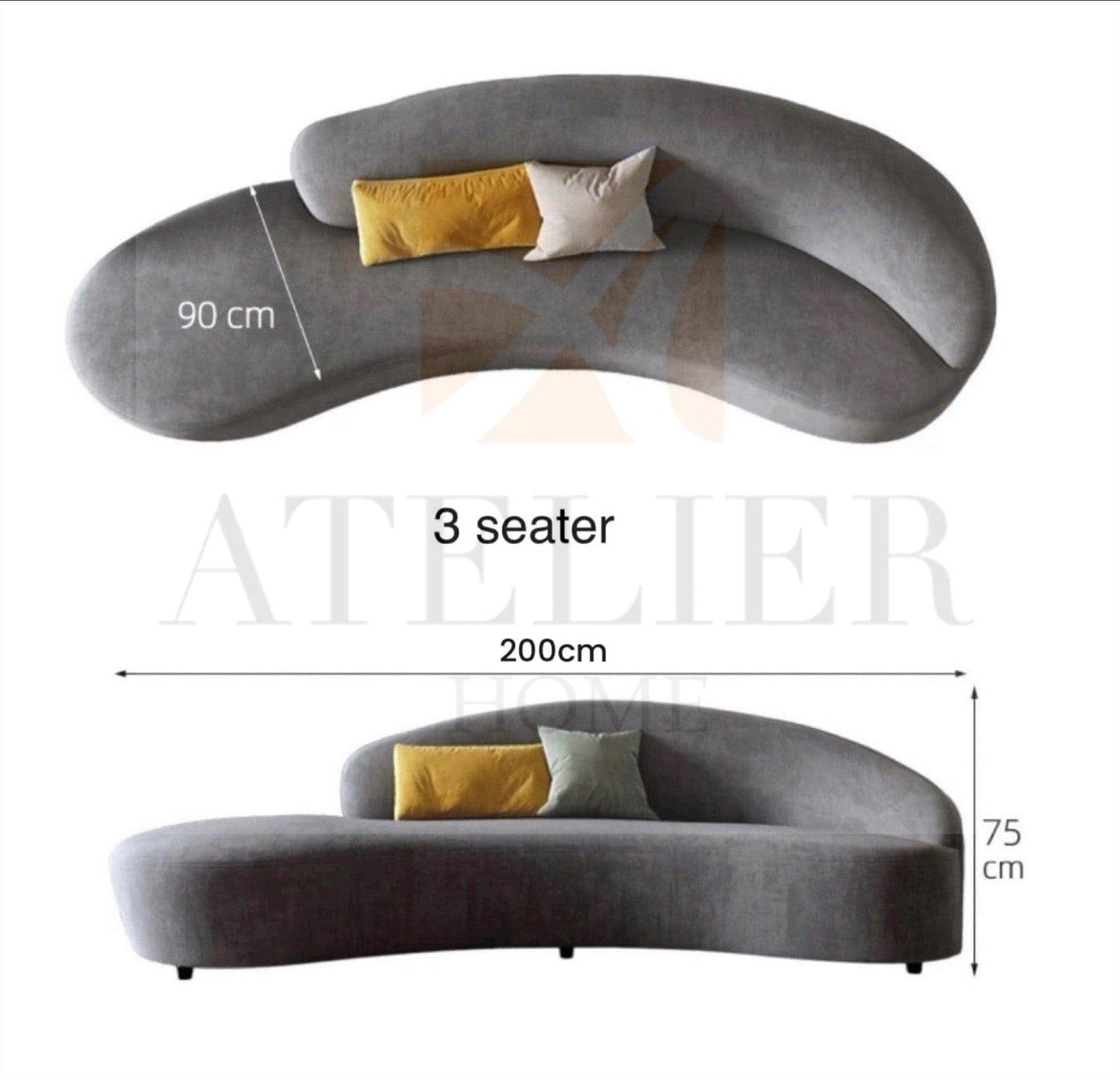 Home Atelier Casden Velvet Curve Sofa