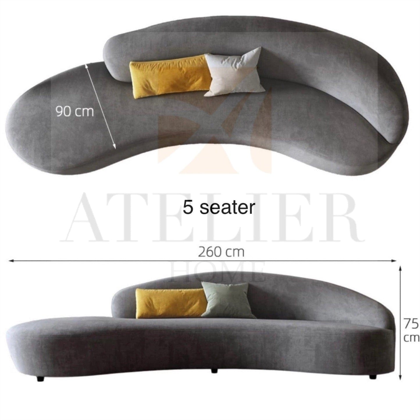 Home Atelier Casden Velvet Curve Sofa