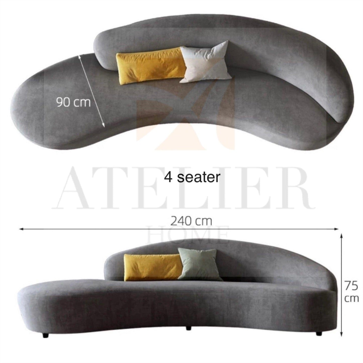 Home Atelier Casden Velvet Curve Sofa