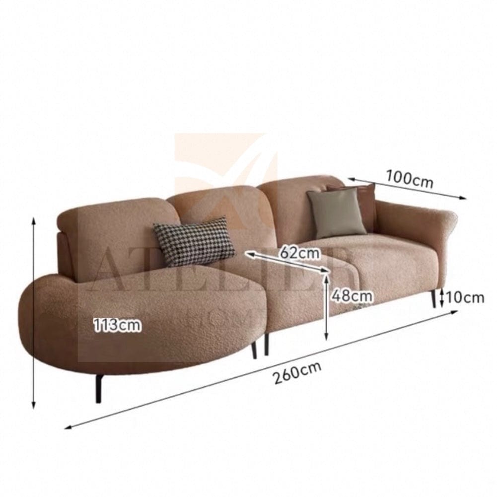 Home Atelier Cassandra Scratch Resistant Round Chaise Electric Recliner Sofa