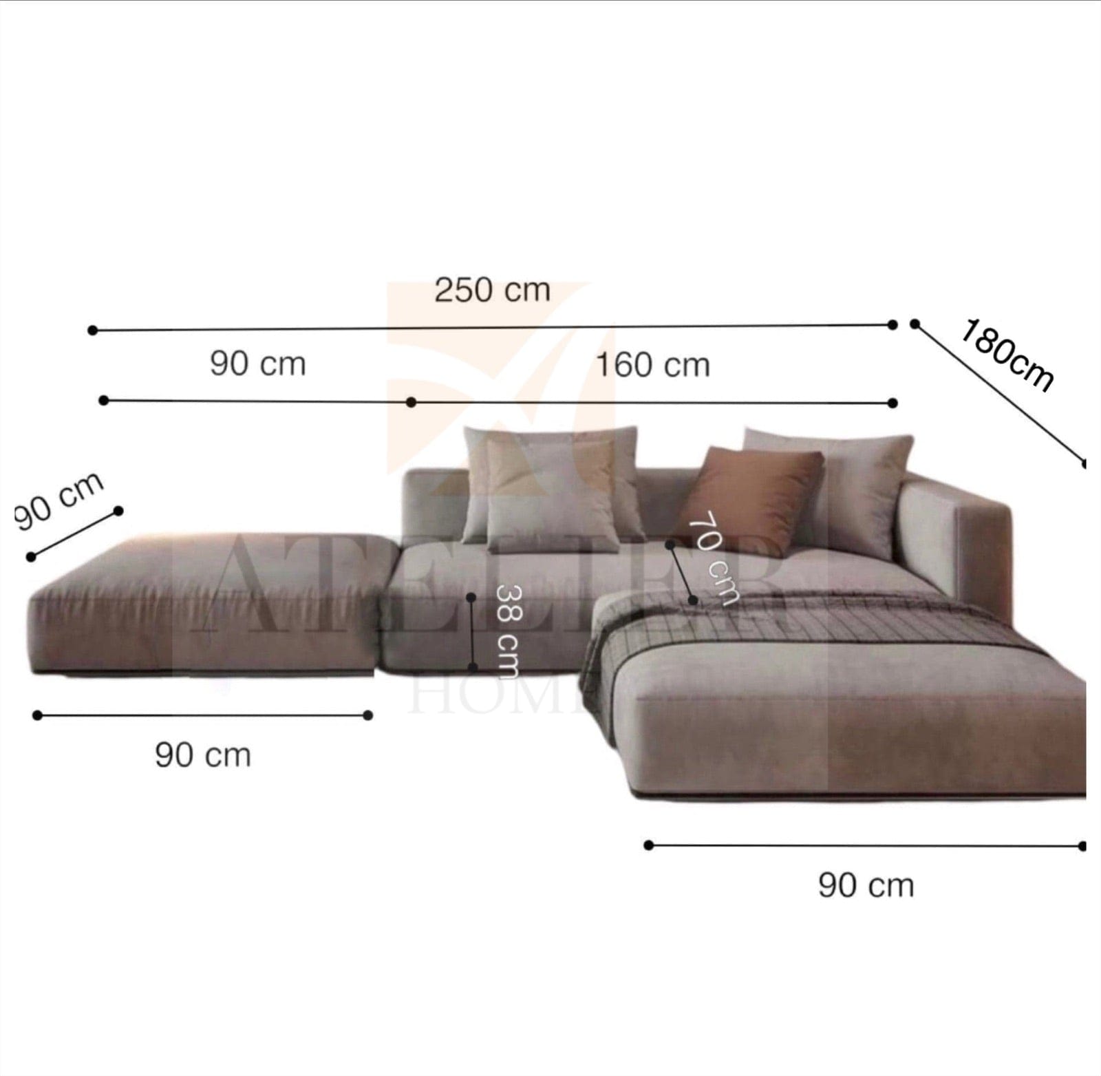 Home Atelier Cavalli Scratch Resistant Sectional Sofa