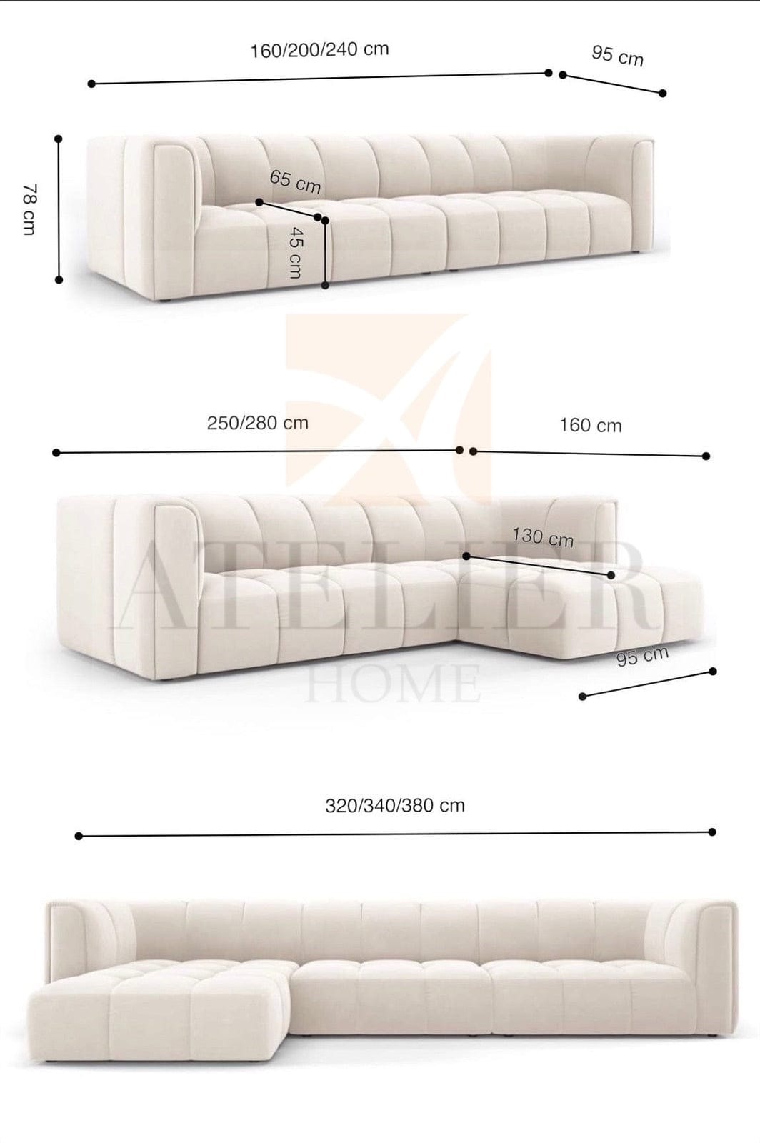 Home Atelier Celine Scratch Resistant Sectional Sofa
