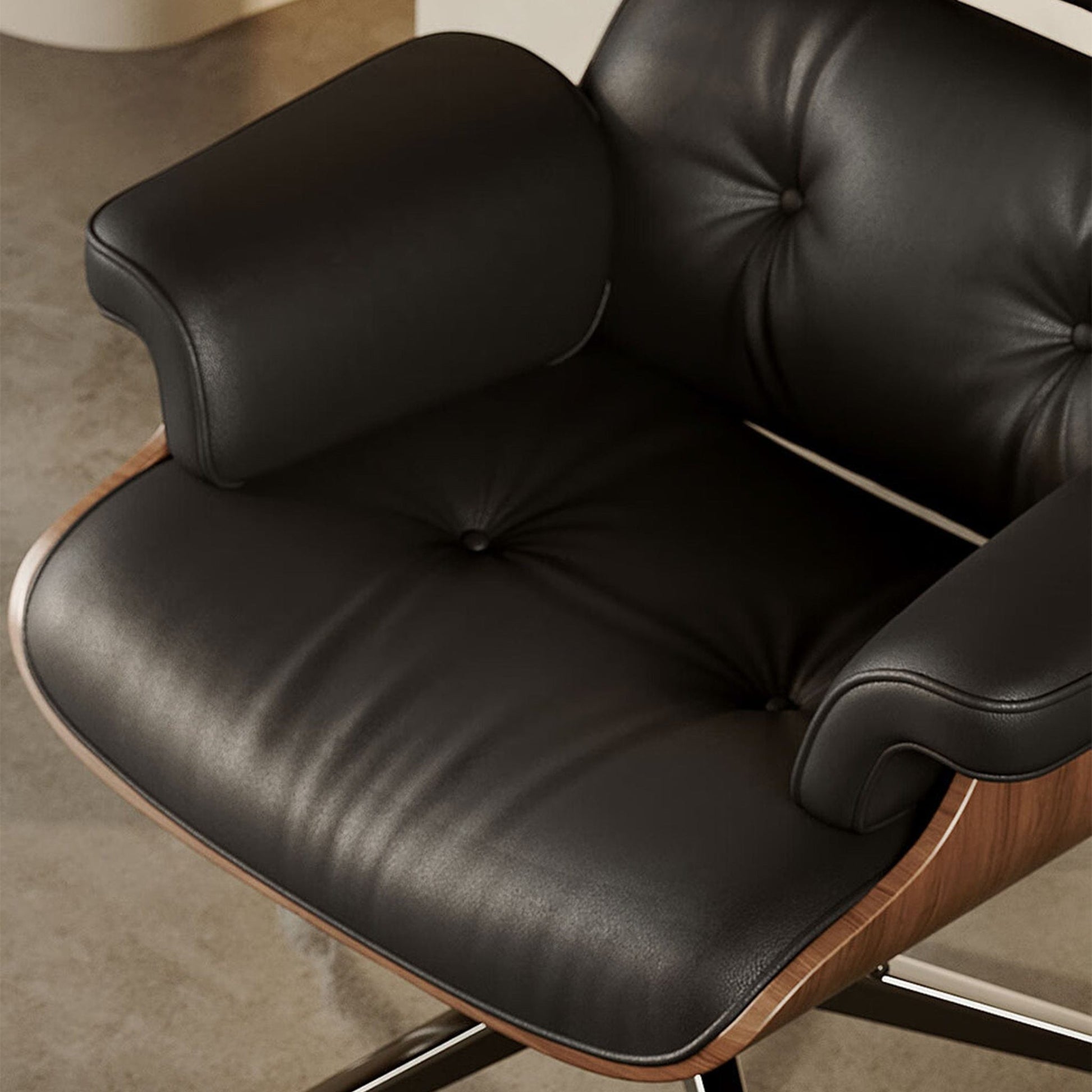 Home Atelier Chairs With Ottoman Mid-Century Modern Leather Lounge Chair and Ottoman Set