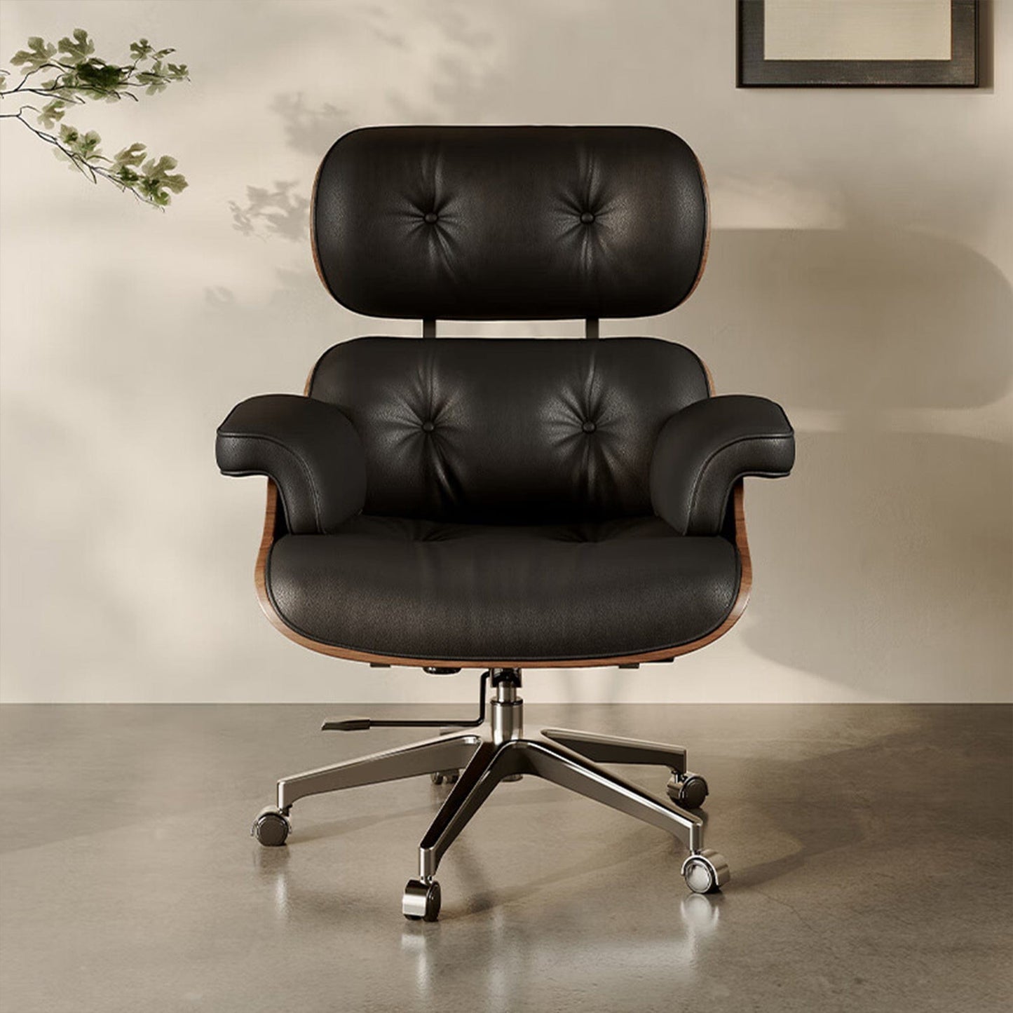 Home Atelier Chairs With Ottoman Mid-Century Modern Leather Lounge Chair and Ottoman Set