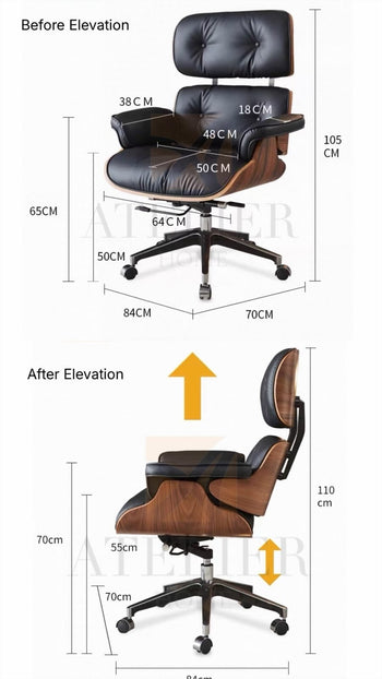 Home Atelier Chairs With Ottoman Stanley Genuine Leather Lounge Chair