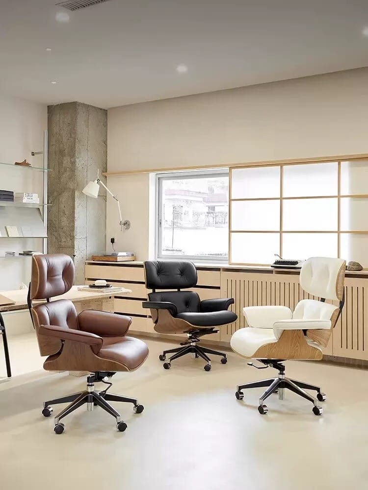 Home Atelier Chairs With Ottoman Stanley Genuine Leather Lounge Chair